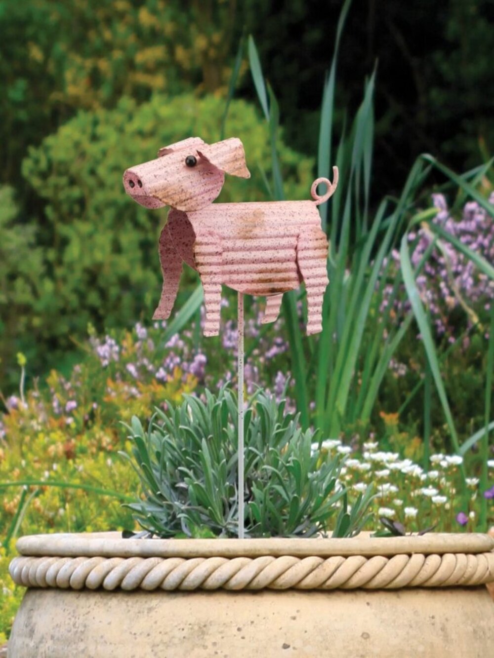 Barn Metal Pig Yart Art Garden Stake 16" H